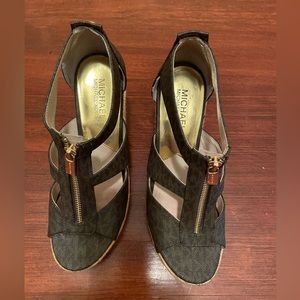 Michael Kors brown wedge open toe